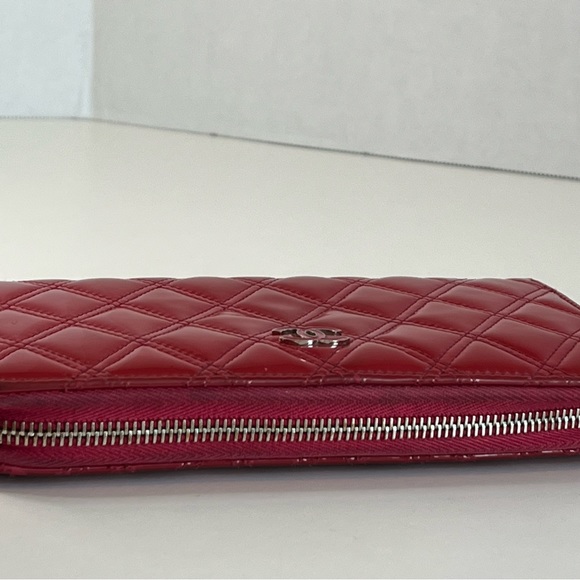 CHANEL Matelasse CC Logo Long Wallet Rose Pink Patent Leather - Picture 13 of 15